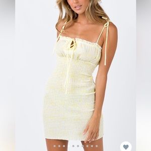 Princess Polly Korina Yellow and White Pastel Floral Ruched Mini Dress